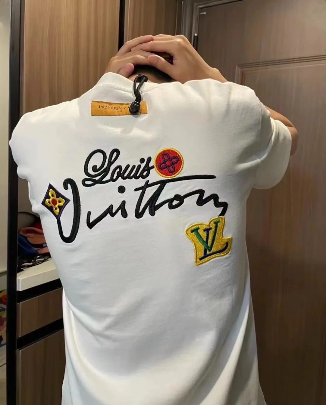 Louis Vuitton/Louis Vuitton floral letter embroidered short sleeves